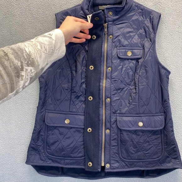 Talbots Snap Front Quilted Sweater Vest Womens S/P Fleece Lined Outdoorsy Hiking - Picture 7 of 8